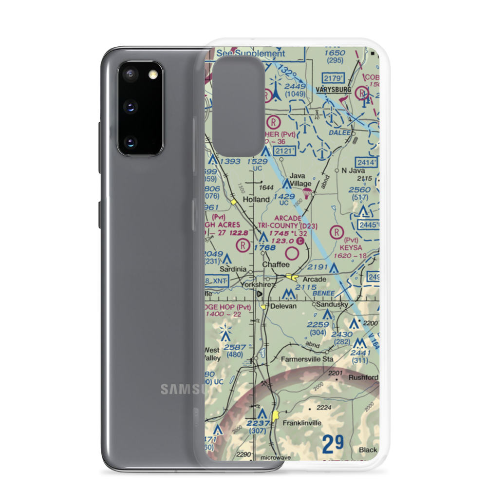 Arcade Tri County Airport (D23) VFR Sectional Samsung Case Samsung Galaxy S20 model shown