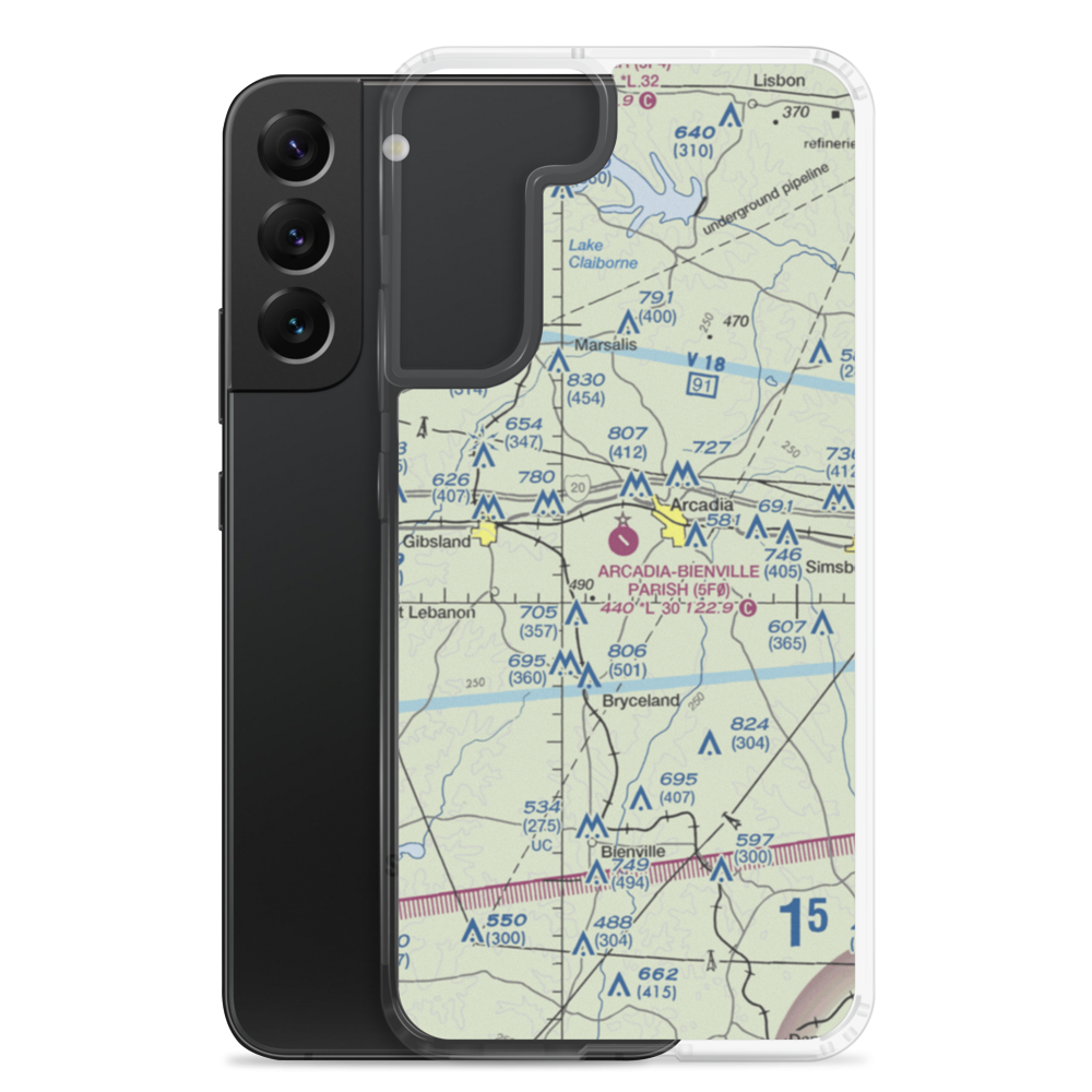 Arcadia Bienville Parish Airport (5F0) VFR Sectional Samsung Case Samsung Galaxy S22 Plus model shown