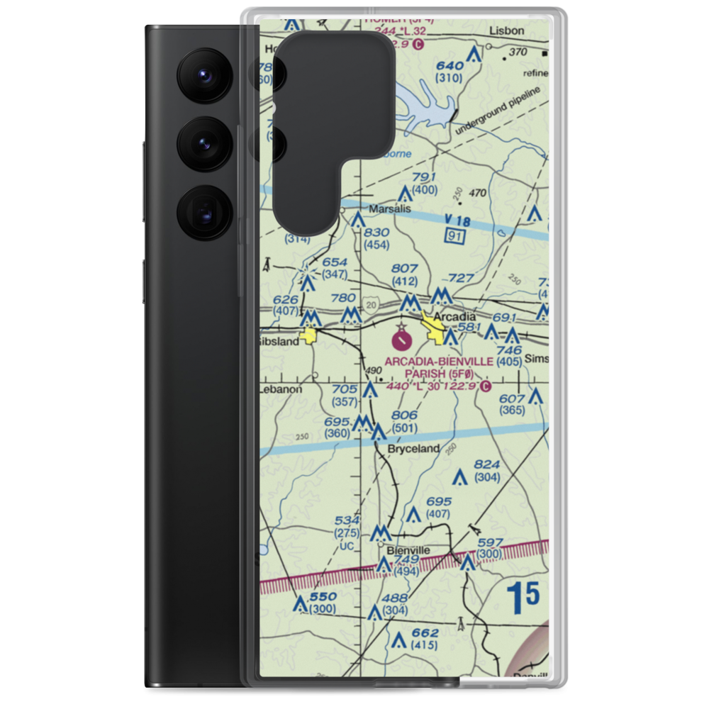 Arcadia Bienville Parish Airport (5F0) VFR Sectional Samsung Case Samsung Galaxy S22 Ultra model shown