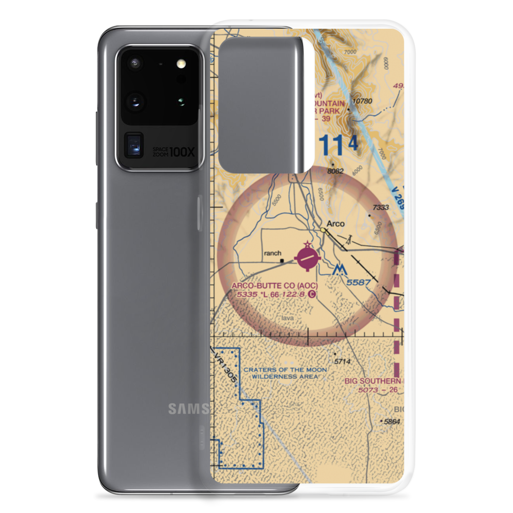 Arco Butte County Airport (AOC) VFR Sectional Samsung Case Samsung Galaxy S20 Ultra model shown