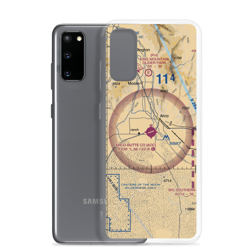Arco Butte County Airport (AOC) VFR Sectional Samsung Case Samsung Galaxy S20 model shown