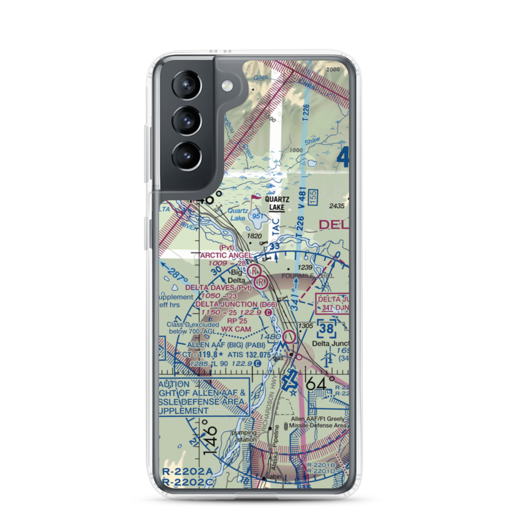 Arctic Angel Airport (9AK4) VFR Sectional Samsung Case Samsung Galaxy S21 model shown