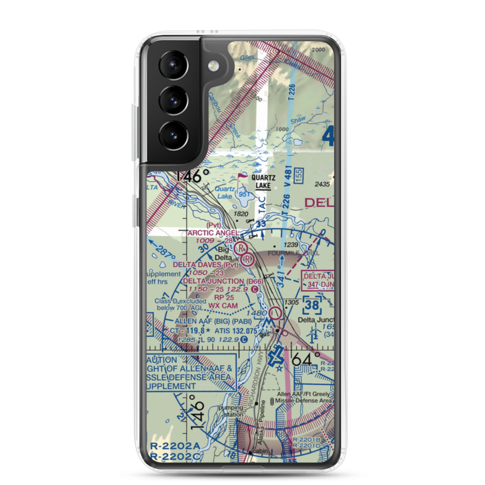 Arctic Angel Airport (9AK4) VFR Sectional Samsung Case Samsung Galaxy S21 Plus model shown