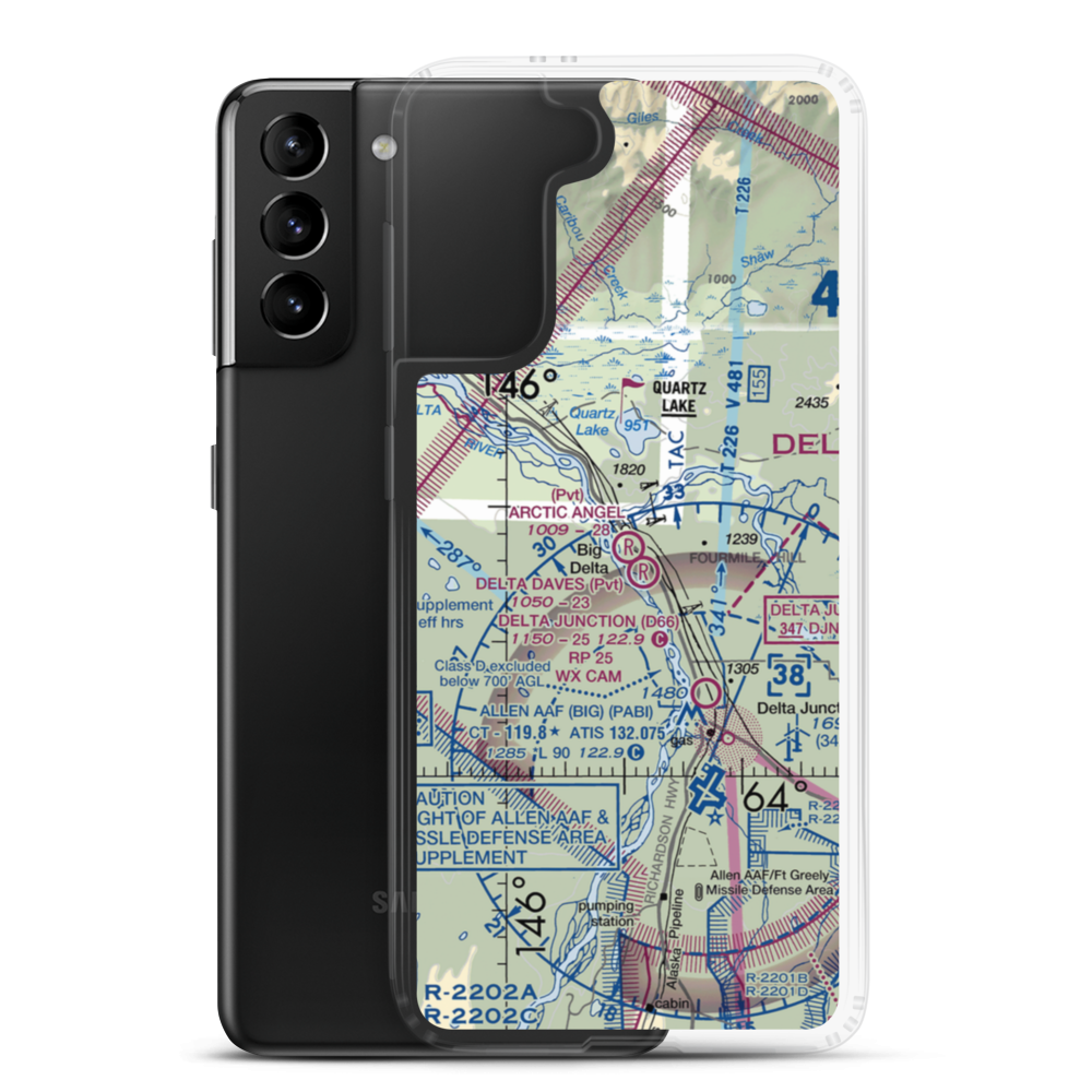 Arctic Angel Airport (9AK4) VFR Sectional Samsung Case Samsung Galaxy S21 Plus model shown