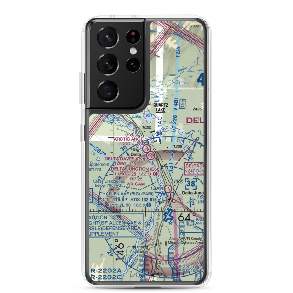 Arctic Angel Airport (9AK4) VFR Sectional Samsung Case Samsung Galaxy S21 Ultra model shown