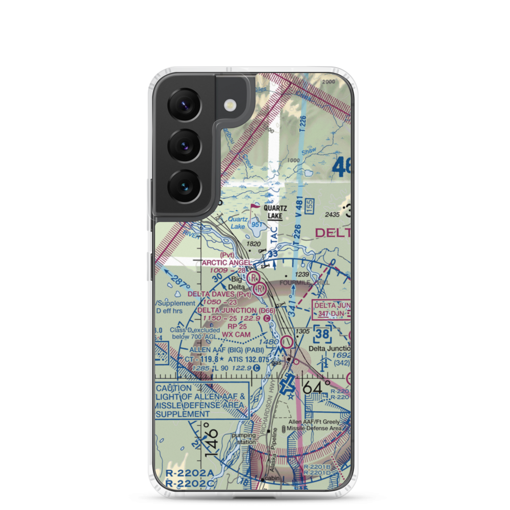Arctic Angel Airport (9AK4) VFR Sectional Samsung Case Samsung Galaxy S22 model shown