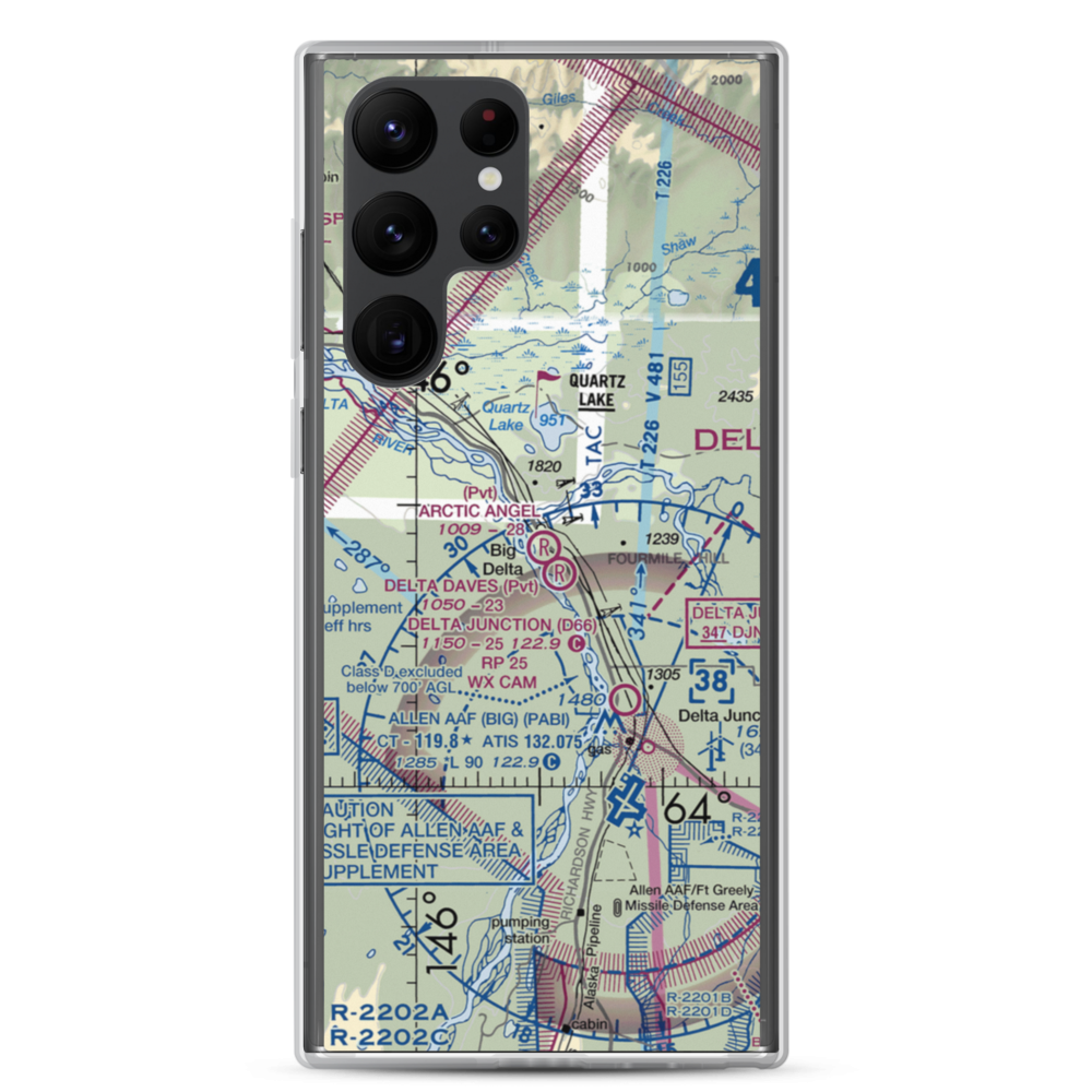 Arctic Angel Airport (9AK4) VFR Sectional Samsung Case Samsung Galaxy S22 Ultra model shown