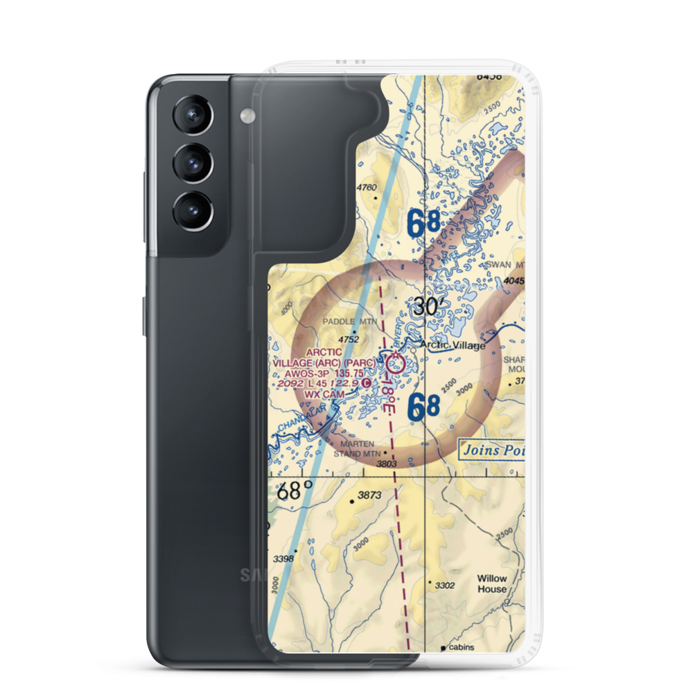 Arctic Village Airport (ARC) VFR Sectional Samsung Case Samsung Galaxy S21 model shown