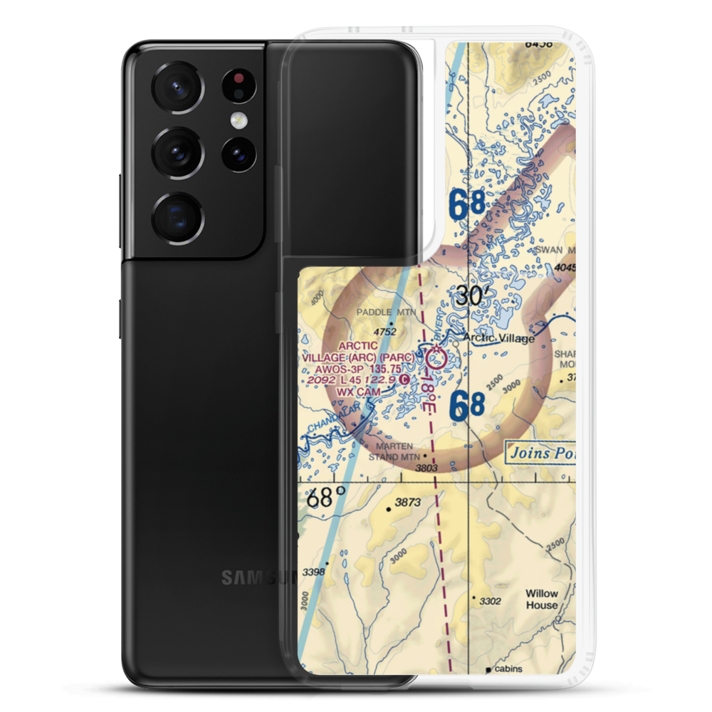 Arctic Village Airport (ARC) VFR Sectional Samsung Case Samsung Galaxy S21 Ultra model shown