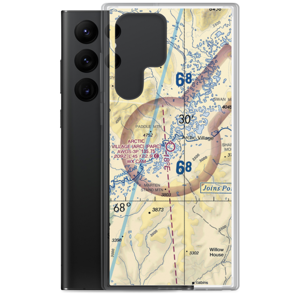 Arctic Village Airport (ARC) VFR Sectional Samsung Case Samsung Galaxy S22 Ultra model shown