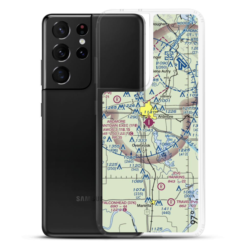 Ardmore Downtown Executive Airport (1F0) VFR Sectional Samsung Case Samsung Galaxy S21 Ultra model shown