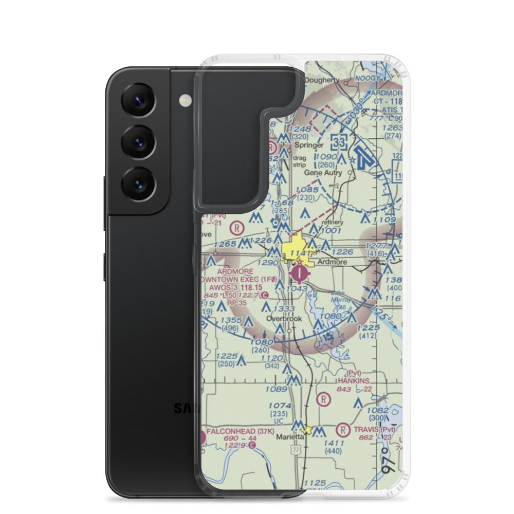 Ardmore Downtown Executive Airport (1F0) VFR Sectional Samsung Case Samsung Galaxy S22 model shown