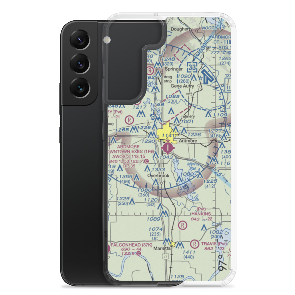 Ardmore Downtown Executive Airport (1F0) VFR Sectional Samsung Case Samsung Galaxy S22 Plus model shown