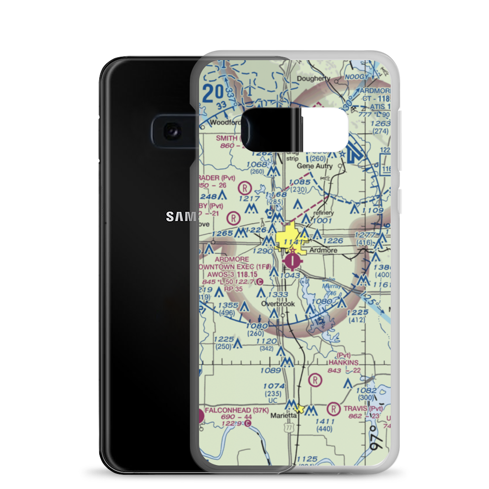 Ardmore Downtown Executive Airport (1F0) VFR Sectional Samsung Case Samsung Galaxy S10e model shown