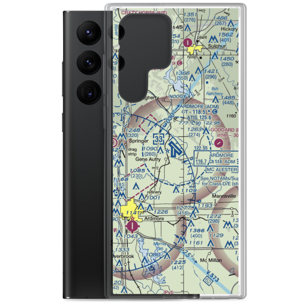 Ardmore Municipal Airport (ADM) VFR Sectional Samsung Case Samsung Galaxy S22 Ultra model shown