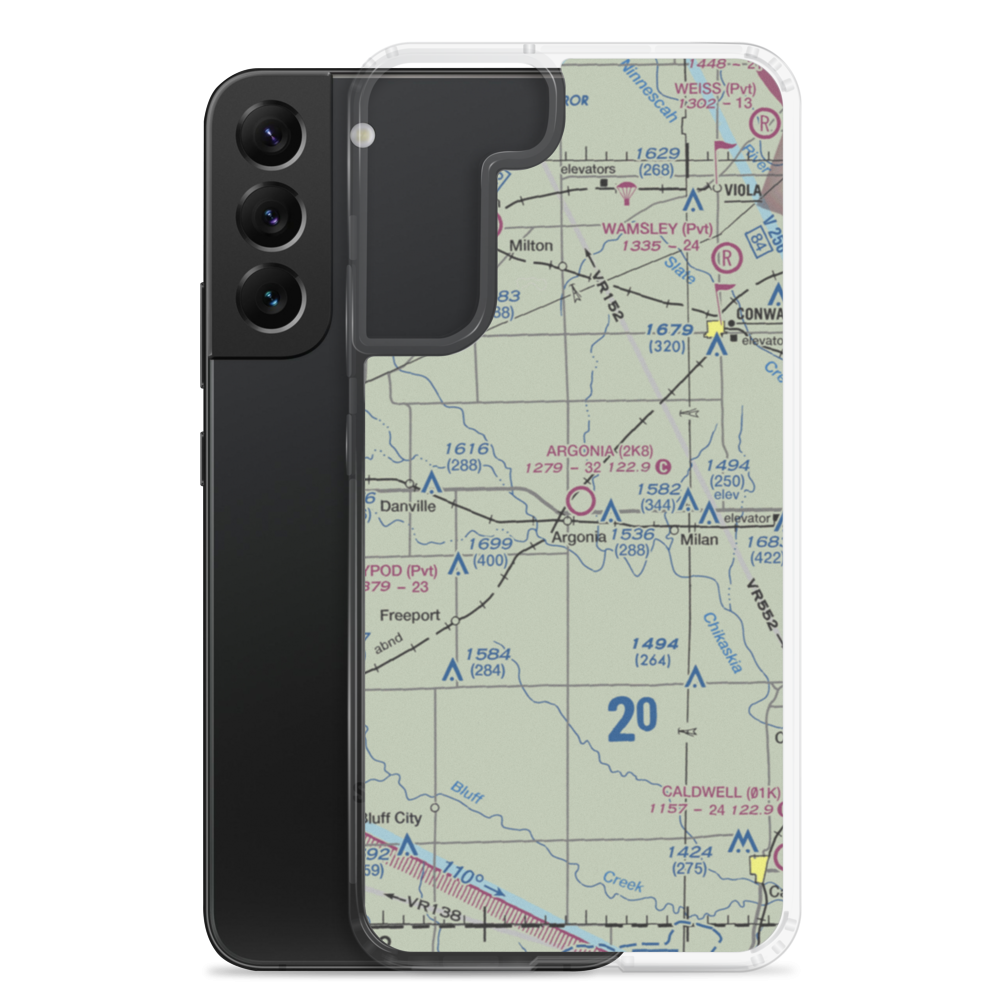 Argonia Municipal Airport (2K8) VFR Sectional Samsung Case Samsung Galaxy S22 Plus model shown