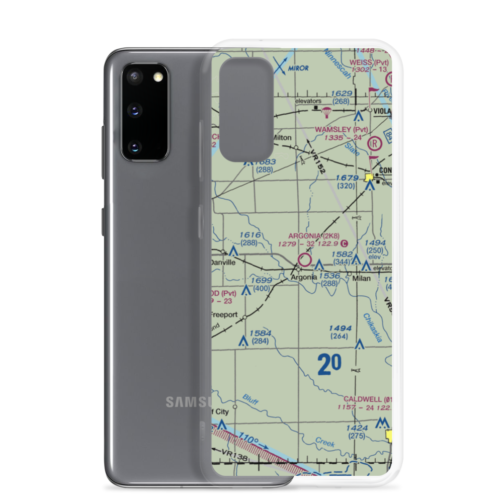Argonia Municipal Airport (2K8) VFR Sectional Samsung Case Samsung Galaxy S20 model shown