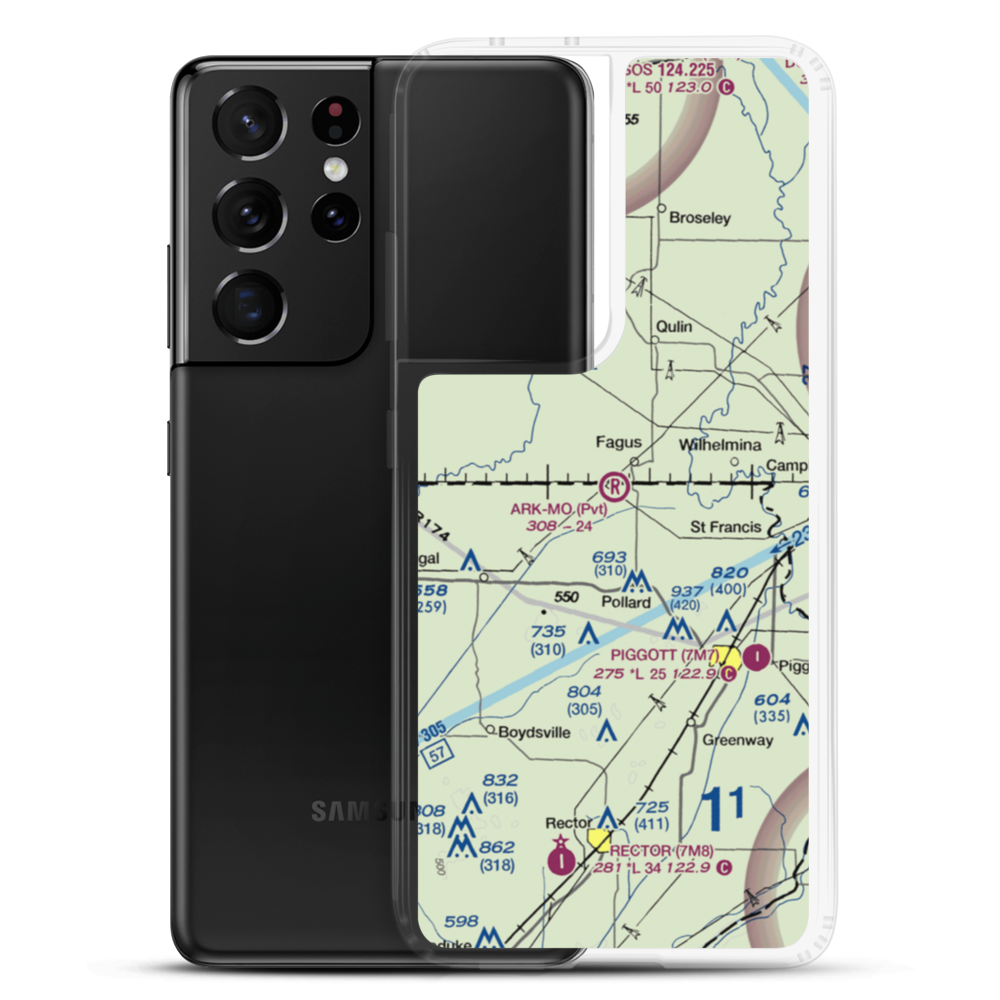 Ark-Mo Airport (AR93) VFR Sectional Samsung Case Samsung Galaxy S21 Ultra model shown
