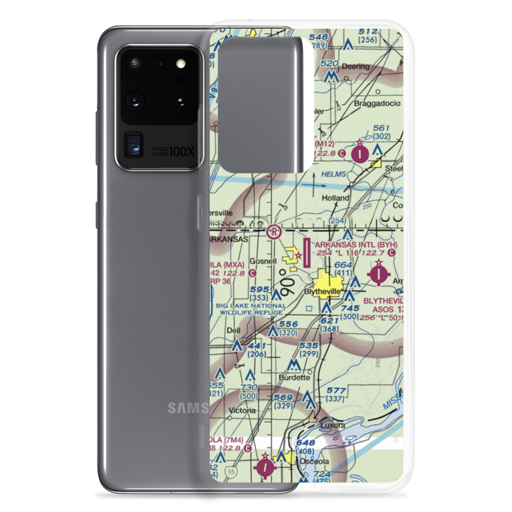 Arkansas International Airport (BYH) VFR Sectional Samsung Case Samsung Galaxy S20 Ultra model shown