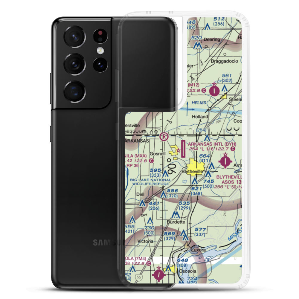 Arkansas International Airport (BYH) VFR Sectional Samsung Case Samsung Galaxy S21 Ultra model shown