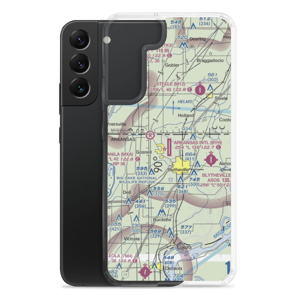 Arkansas International Airport (BYH) VFR Sectional Samsung Case Samsung Galaxy S22 Plus model shown