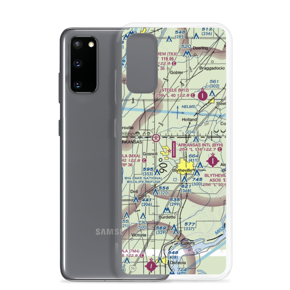 Arkansas International Airport (BYH) VFR Sectional Samsung Case Samsung Galaxy S20 model shown