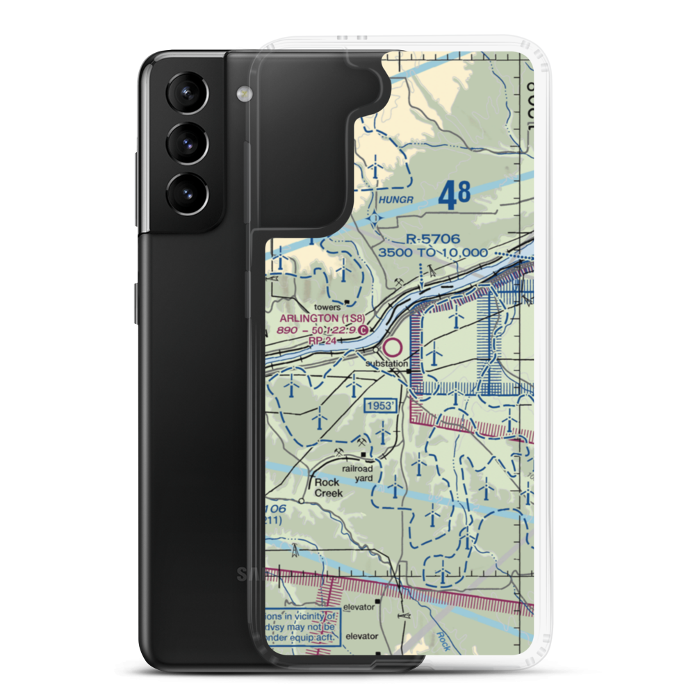 Arlington Municipal Airport (1S8) VFR Sectional Samsung Case Samsung Galaxy S21 Plus model shown