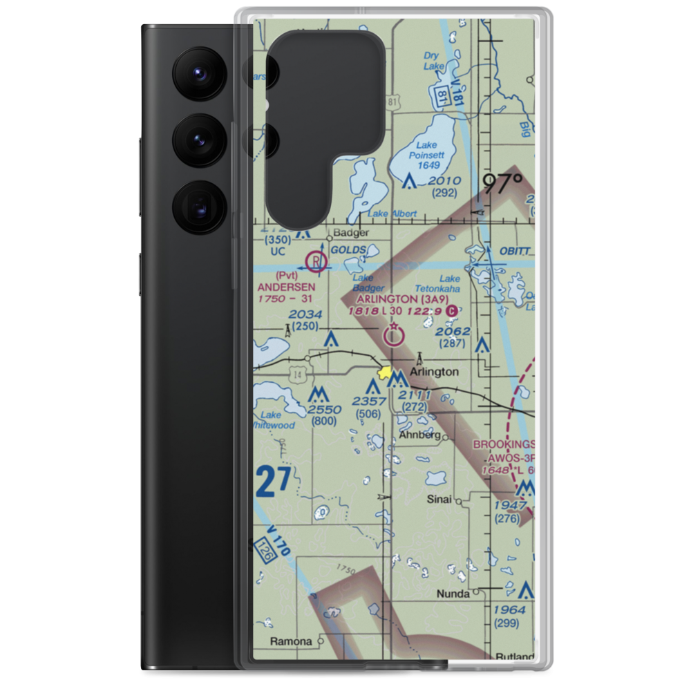 Arlington Municipal Airport (3A9) VFR Sectional Samsung Case Samsung Galaxy S22 Ultra model shown