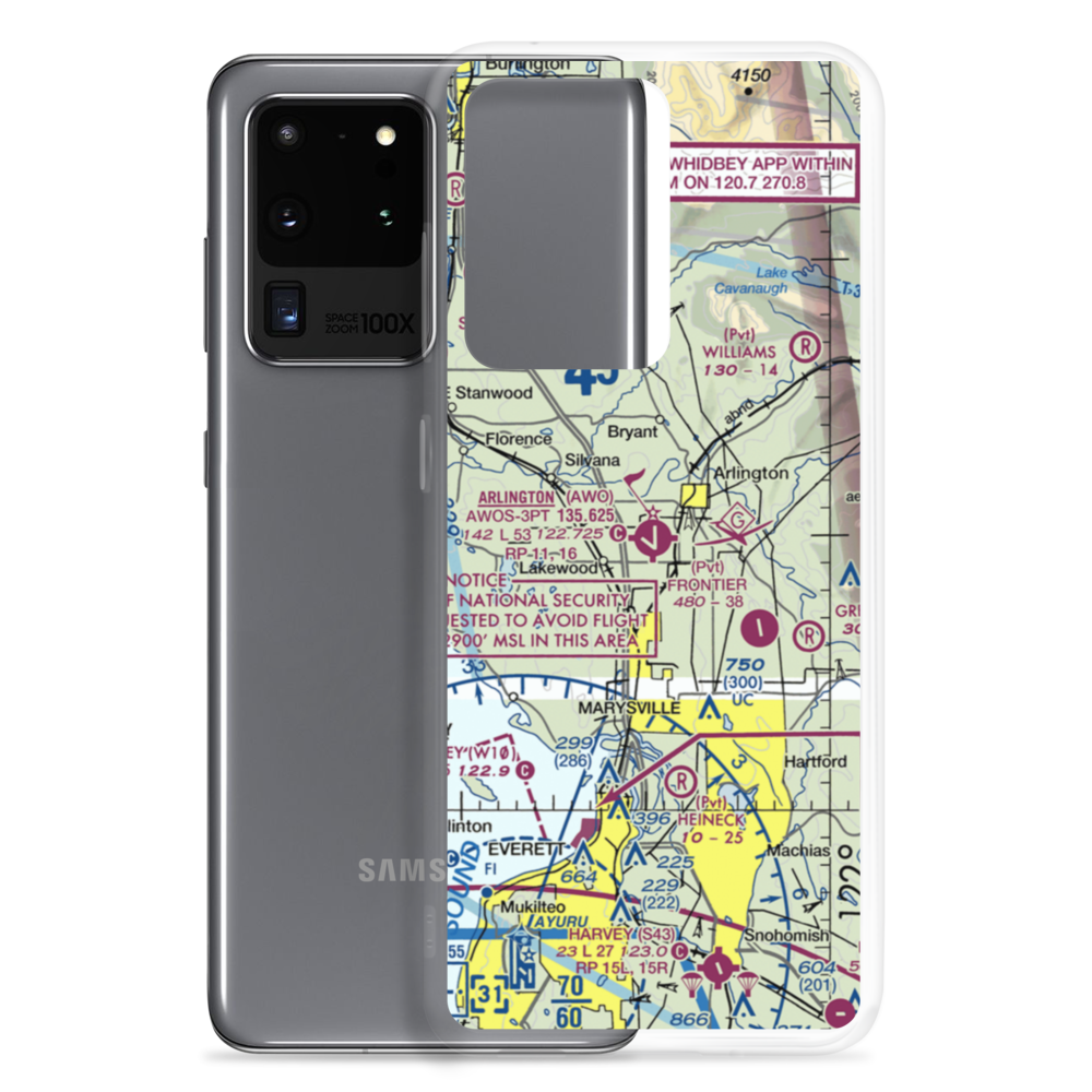 Arlington Municipal Airport (AWO) VFR Sectional Samsung Case Samsung Galaxy S20 Ultra model shown