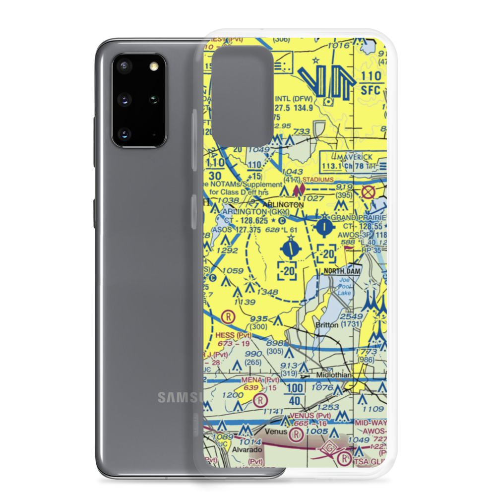 Arlington Municipal Airport (GKY) VFR Sectional Samsung Case Samsung Galaxy S20 Plus model shown