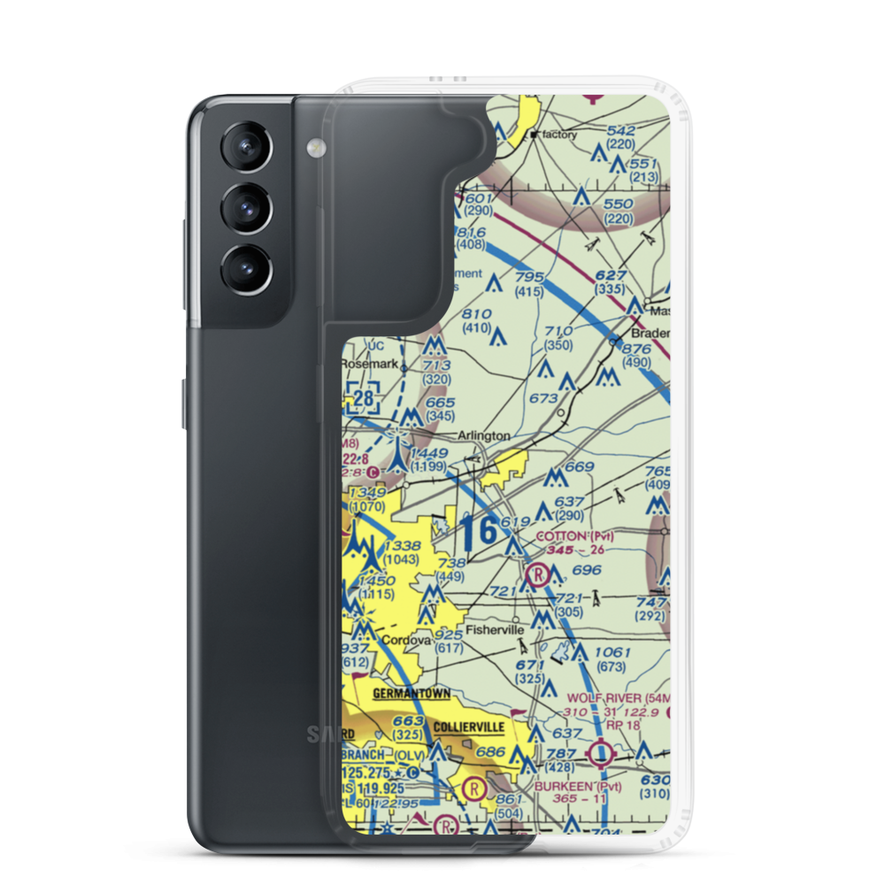 Arlington Municipal Airport (LHC) VFR Sectional Samsung Case Samsung Galaxy S21 model shown
