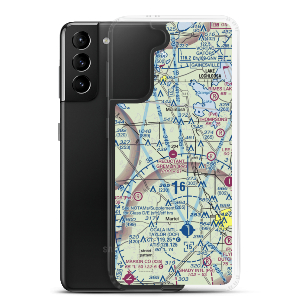 Arliss M Airport (FA09) VFR Sectional Samsung Case Samsung Galaxy S21 Plus model shown