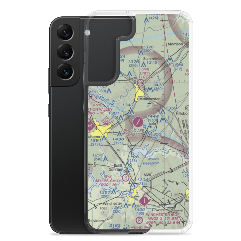 Arnold Air Force Base (AYX) VFR Sectional Samsung Case Samsung Galaxy S22 Plus model shown