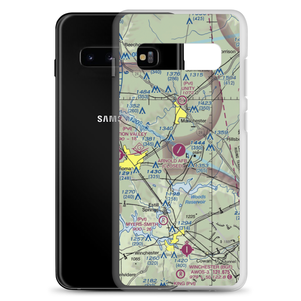 Arnold Air Force Base (AYX) VFR Sectional Samsung Case Samsung Galaxy S10+ model shown