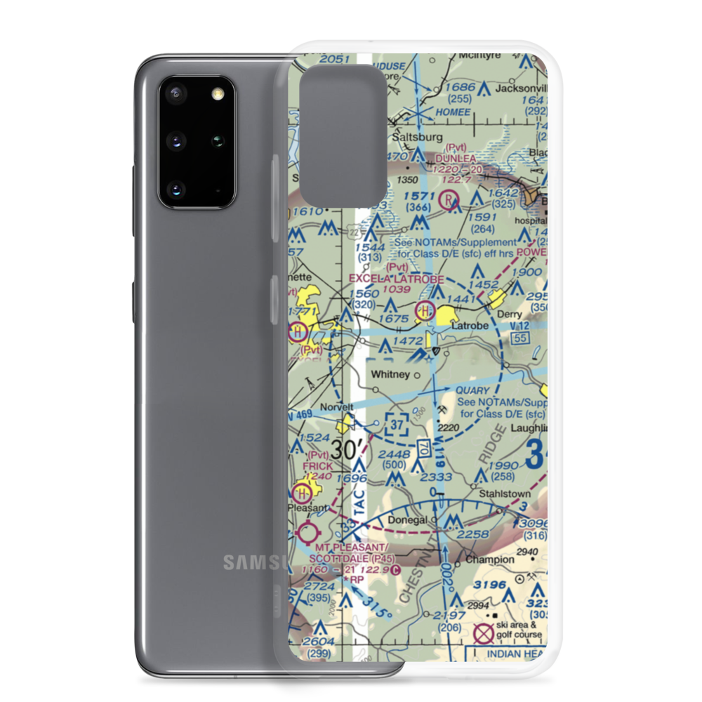 Arnold Palmer Regional Airport (LBE) VFR Sectional Samsung Case Samsung Galaxy S20 Plus model shown