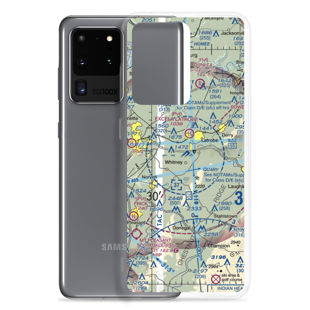 Arnold Palmer Regional Airport (LBE) VFR Sectional Samsung Case Samsung Galaxy S20 Ultra model shown