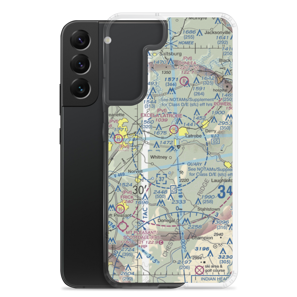 Arnold Palmer Regional Airport (LBE) VFR Sectional Samsung Case Samsung Galaxy S22 Plus model shown
