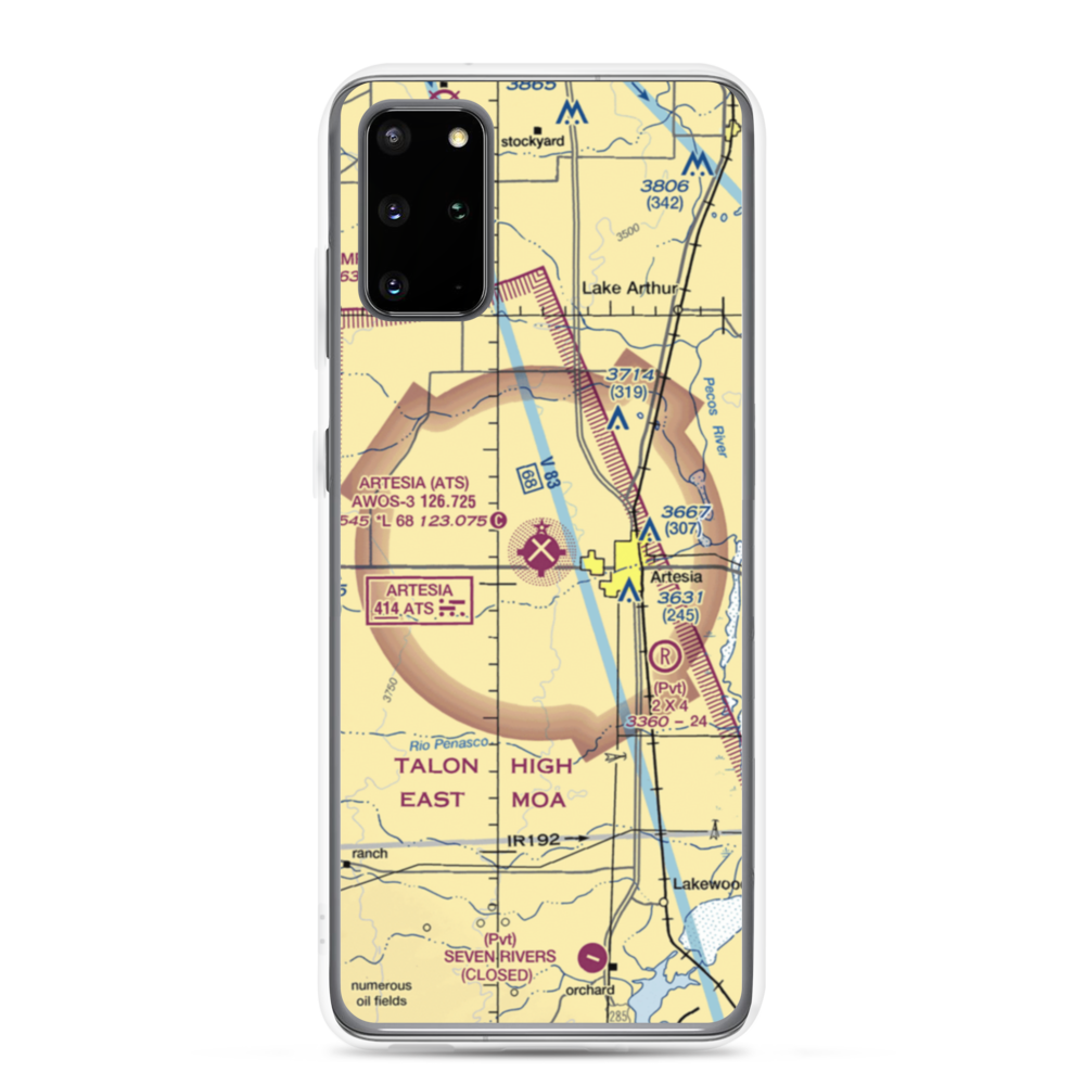 Artesia Municipal Airport (ATS) VFR Sectional Samsung Case Samsung Galaxy S20 Plus model shown