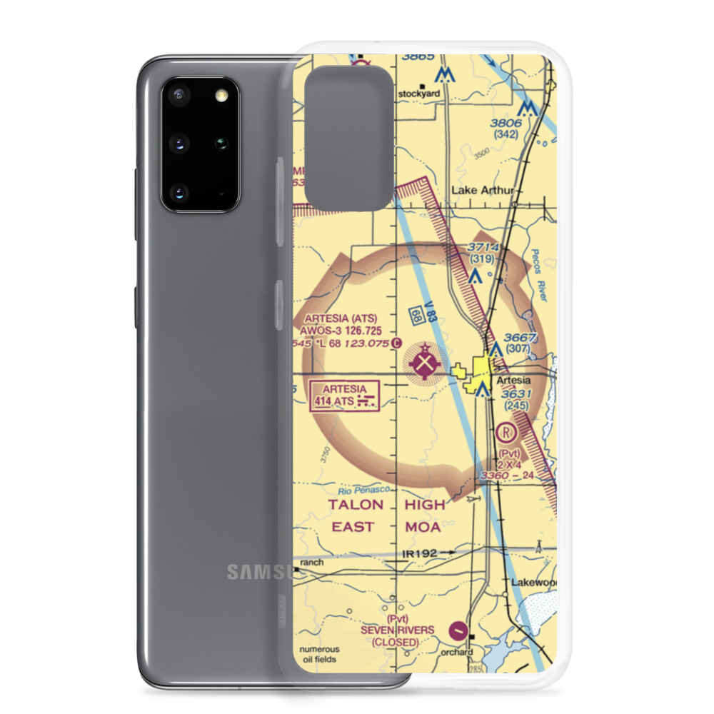 Artesia Municipal Airport (ATS) VFR Sectional Samsung Case Samsung Galaxy S20 Plus model shown
