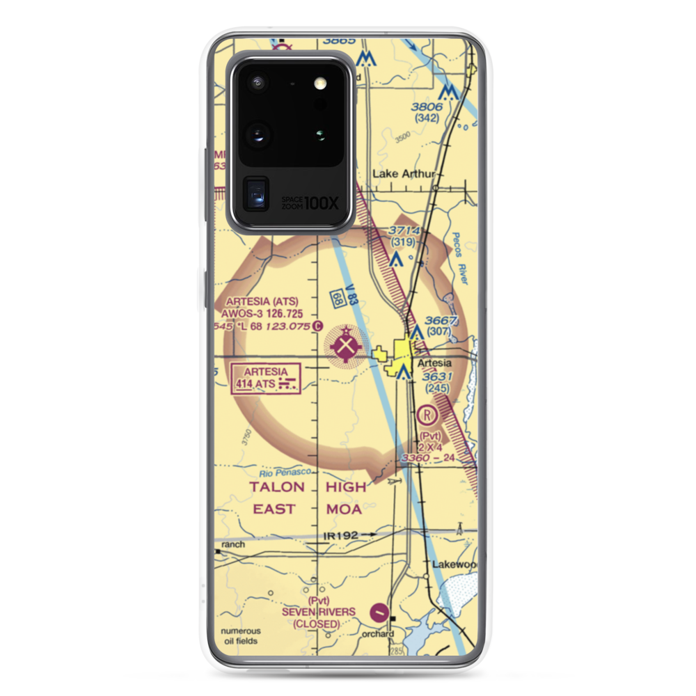 Artesia Municipal Airport (ATS) VFR Sectional Samsung Case Samsung Galaxy S20 Ultra model shown