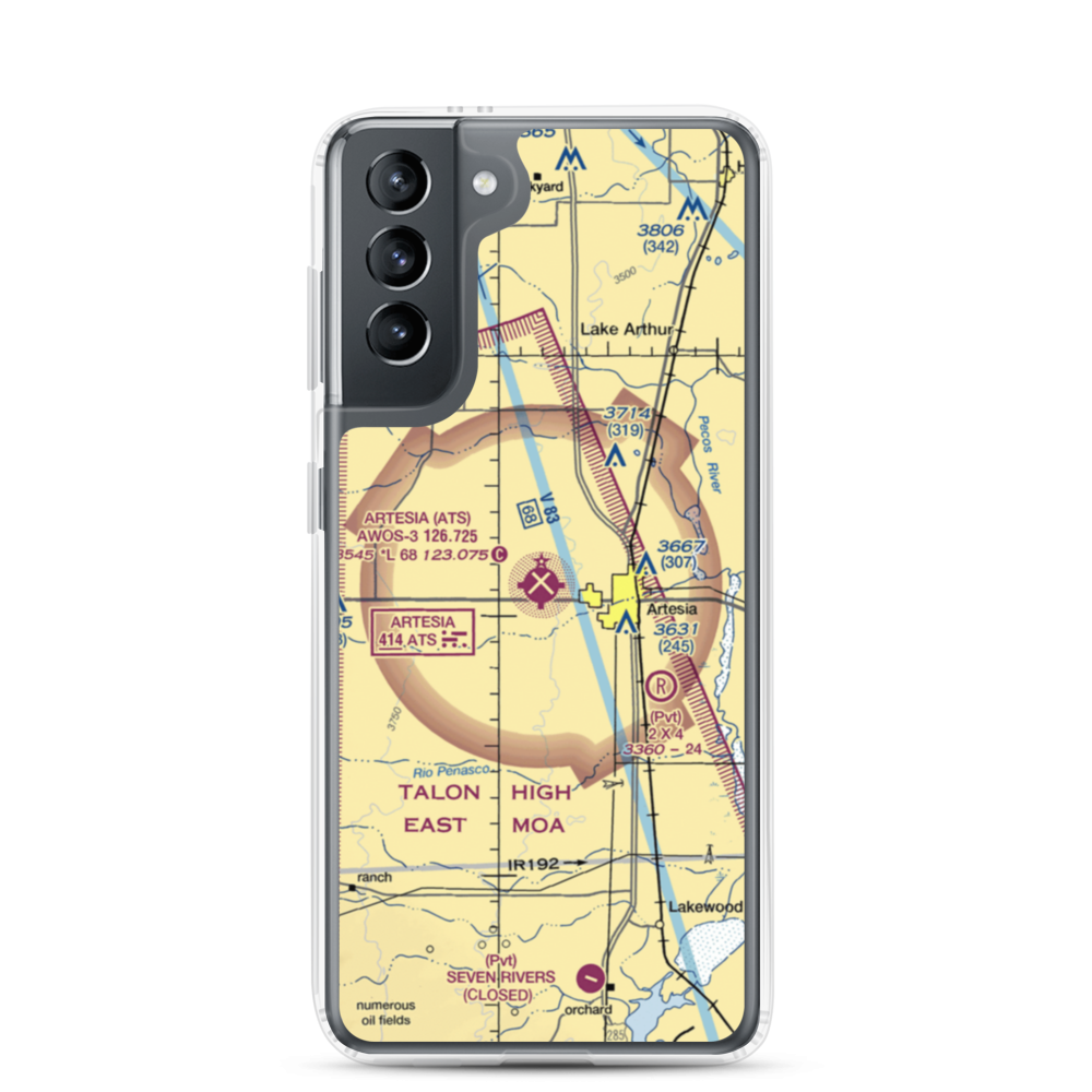 Artesia Municipal Airport (ATS) VFR Sectional Samsung Case Samsung Galaxy S21 model shown