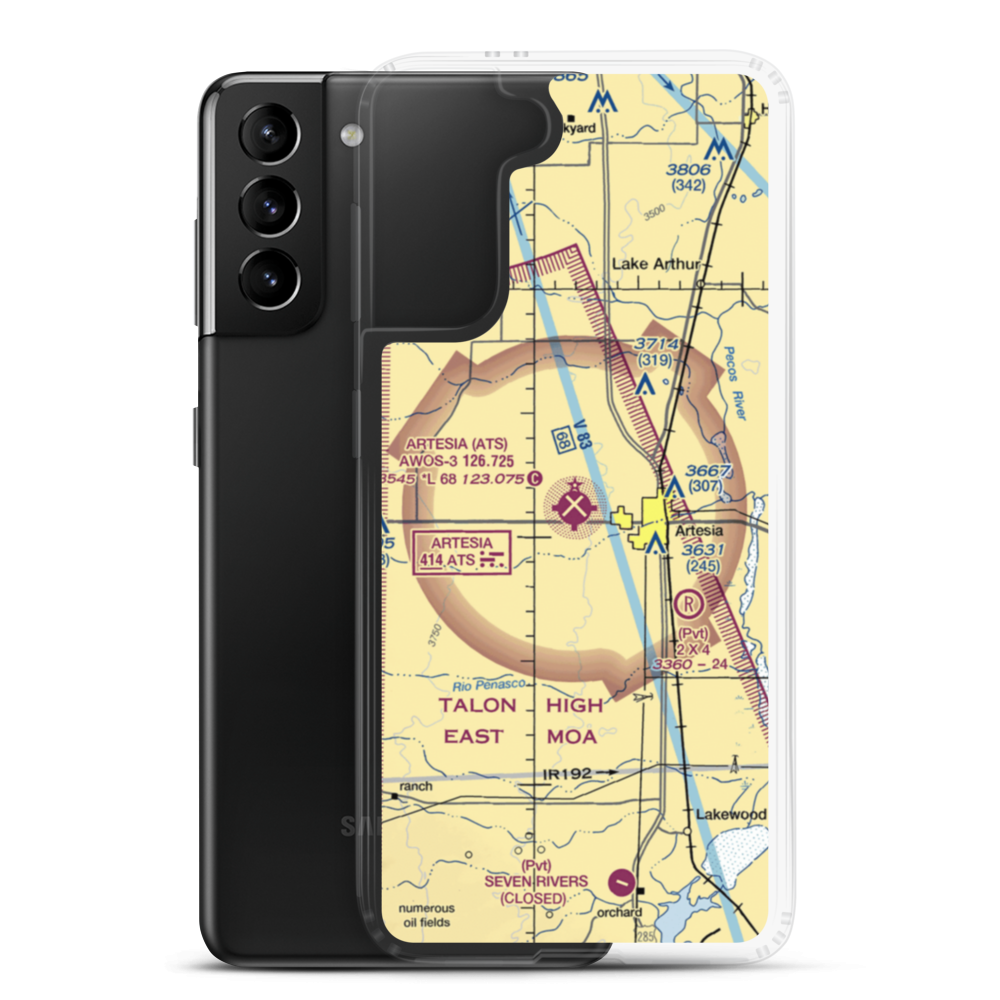Artesia Municipal Airport (ATS) VFR Sectional Samsung Case Samsung Galaxy S21 Plus model shown