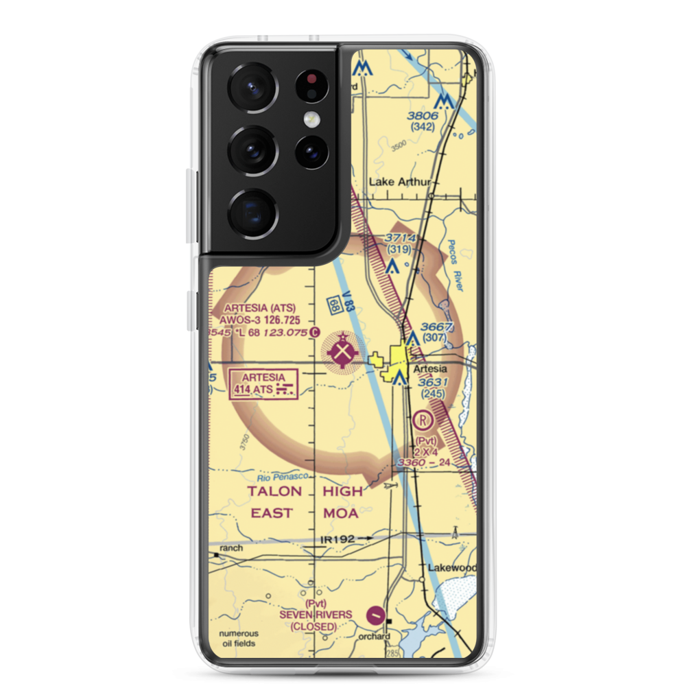 Artesia Municipal Airport (ATS) VFR Sectional Samsung Case Samsung Galaxy S21 Ultra model shown