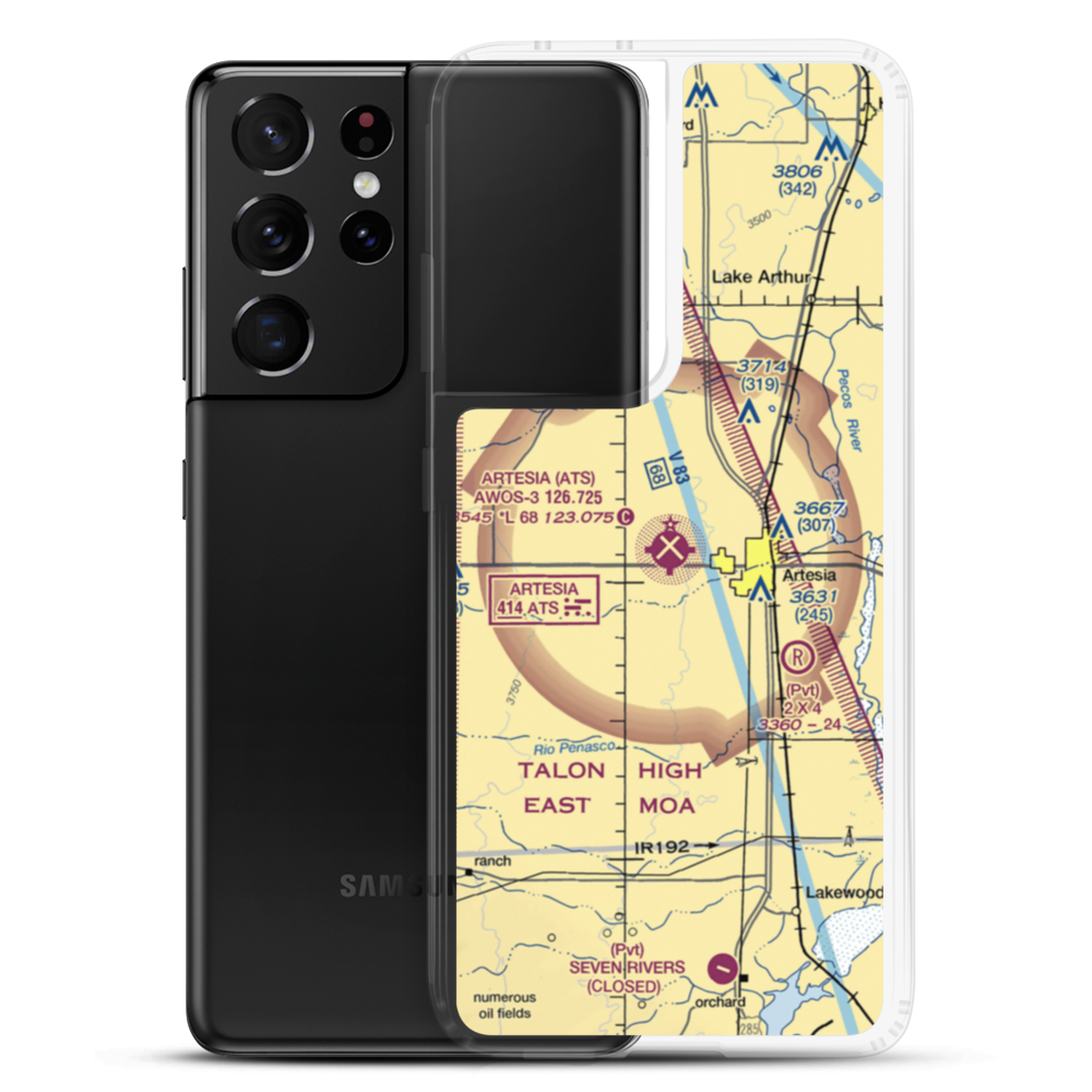 Artesia Municipal Airport (ATS) VFR Sectional Samsung Case Samsung Galaxy S21 Ultra model shown
