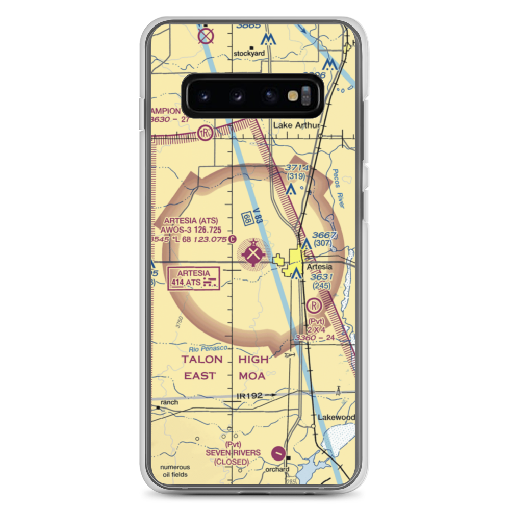 Artesia Municipal Airport (ATS) VFR Sectional Samsung Case Samsung Galaxy S10+ model shown