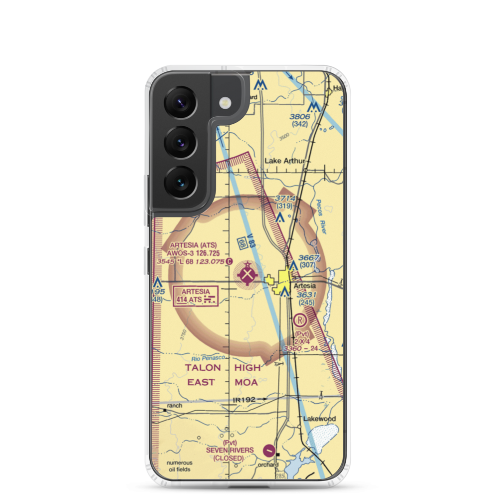 Artesia Municipal Airport (ATS) VFR Sectional Samsung Case Samsung Galaxy S22 model shown