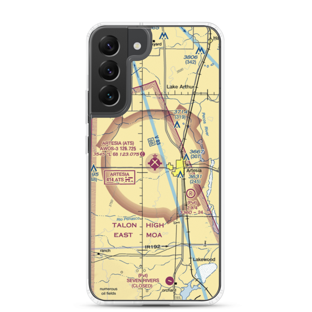 Artesia Municipal Airport (ATS) VFR Sectional Samsung Case Samsung Galaxy S22 Plus model shown