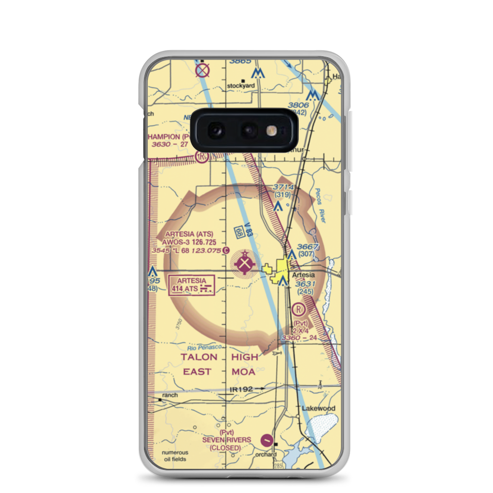 Artesia Municipal Airport (ATS) VFR Sectional Samsung Case Samsung Galaxy S10e model shown