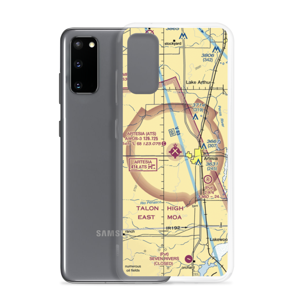 Artesia Municipal Airport (ATS) VFR Sectional Samsung Case Samsung Galaxy S20 model shown
