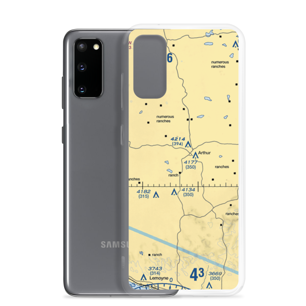Arthur Municipal Airport (38V) VFR Sectional Samsung Case Samsung Galaxy S20 model shown